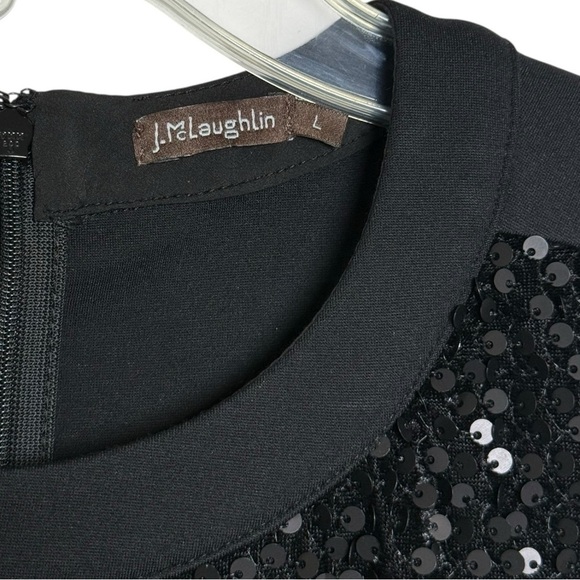 J.McLaughlin Christian Sequin Mini Dress Size Medium Black Holiday Christmas - Picture 6 of 10